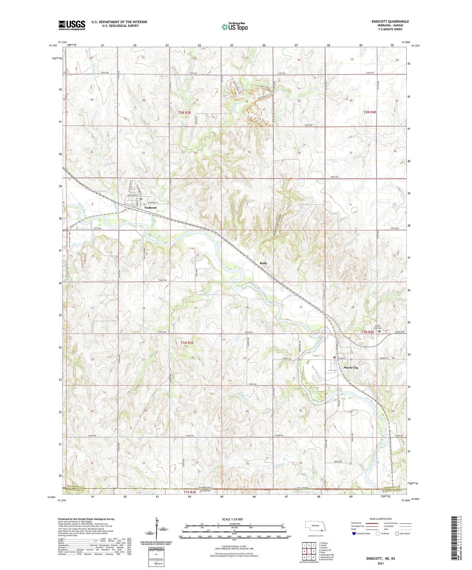Endicott Nebraska US Topo Map Image