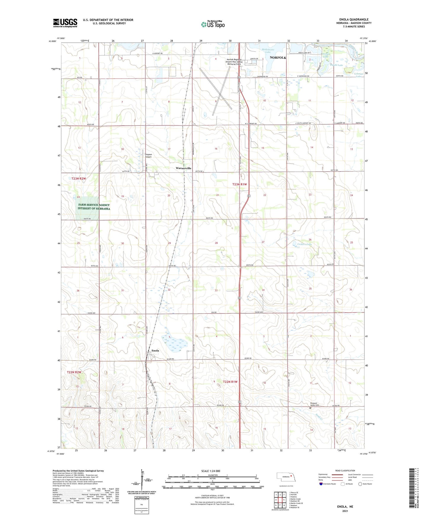 Enola Nebraska US Topo Map Image