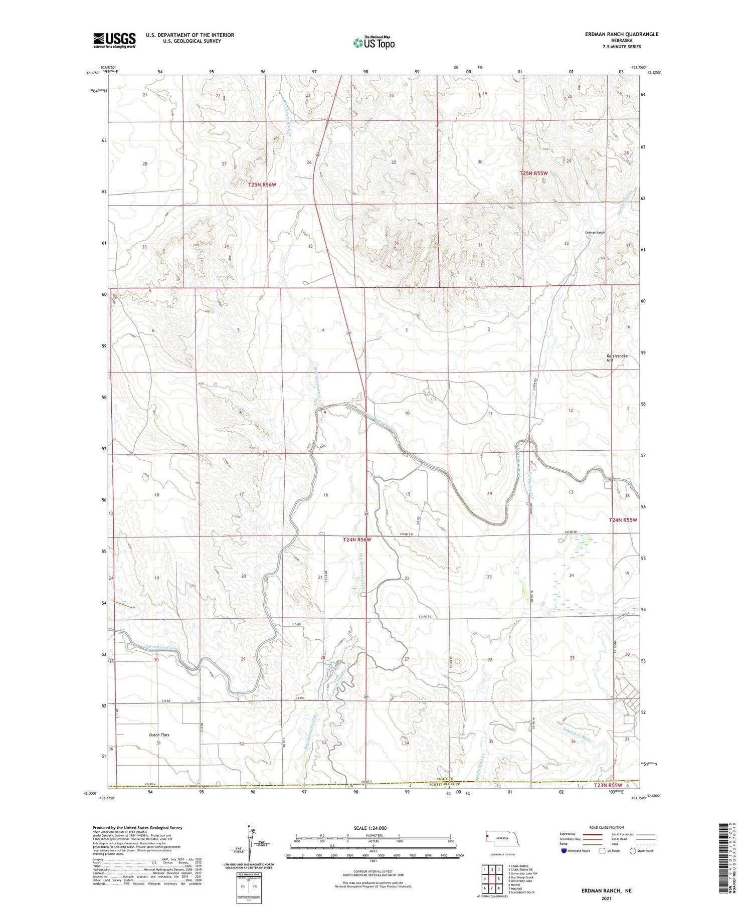 Erdman Ranch Nebraska US Topo Map Image