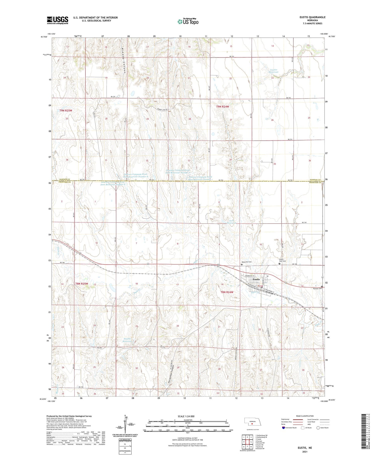 Eustis Nebraska US Topo Map Image