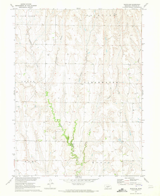 Classic USGS Eustis SE Nebraska 7.5'x7.5' Topo Map Image