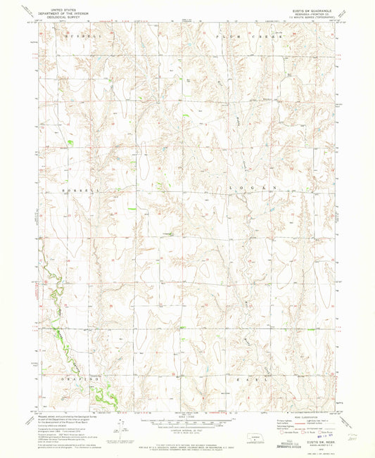 Classic USGS Eustis SW Nebraska 7.5'x7.5' Topo Map Image