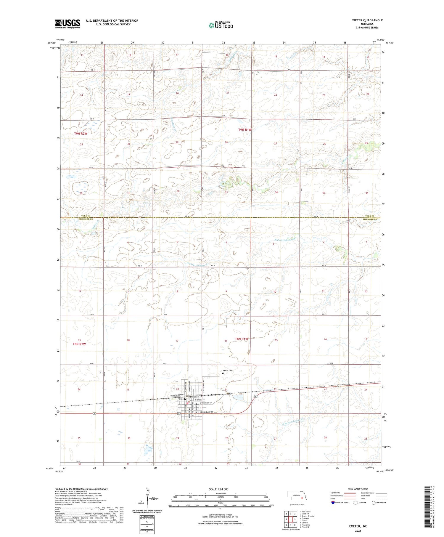 Exeter Nebraska US Topo Map Image