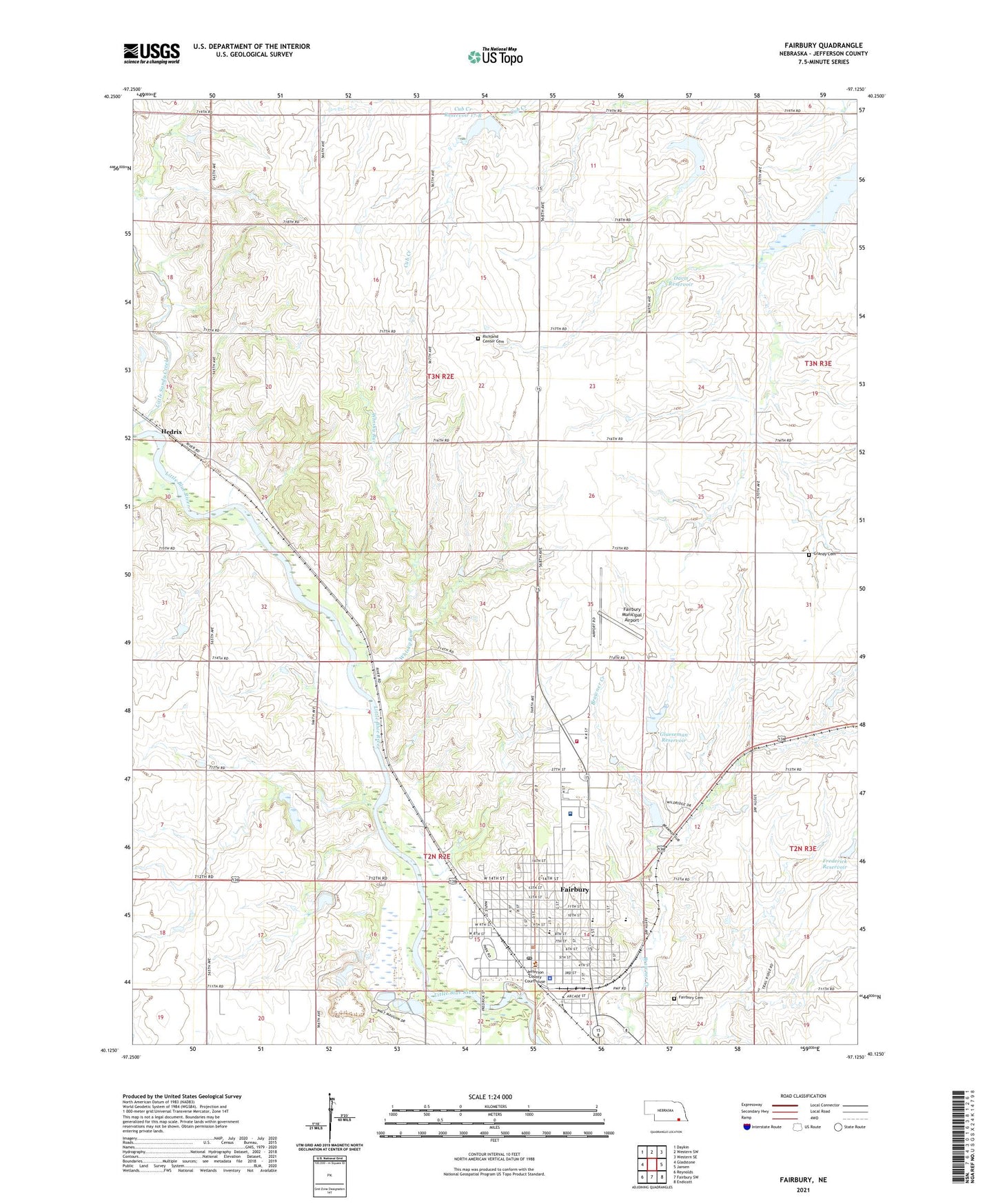 Fairbury Nebraska US Topo Map Image