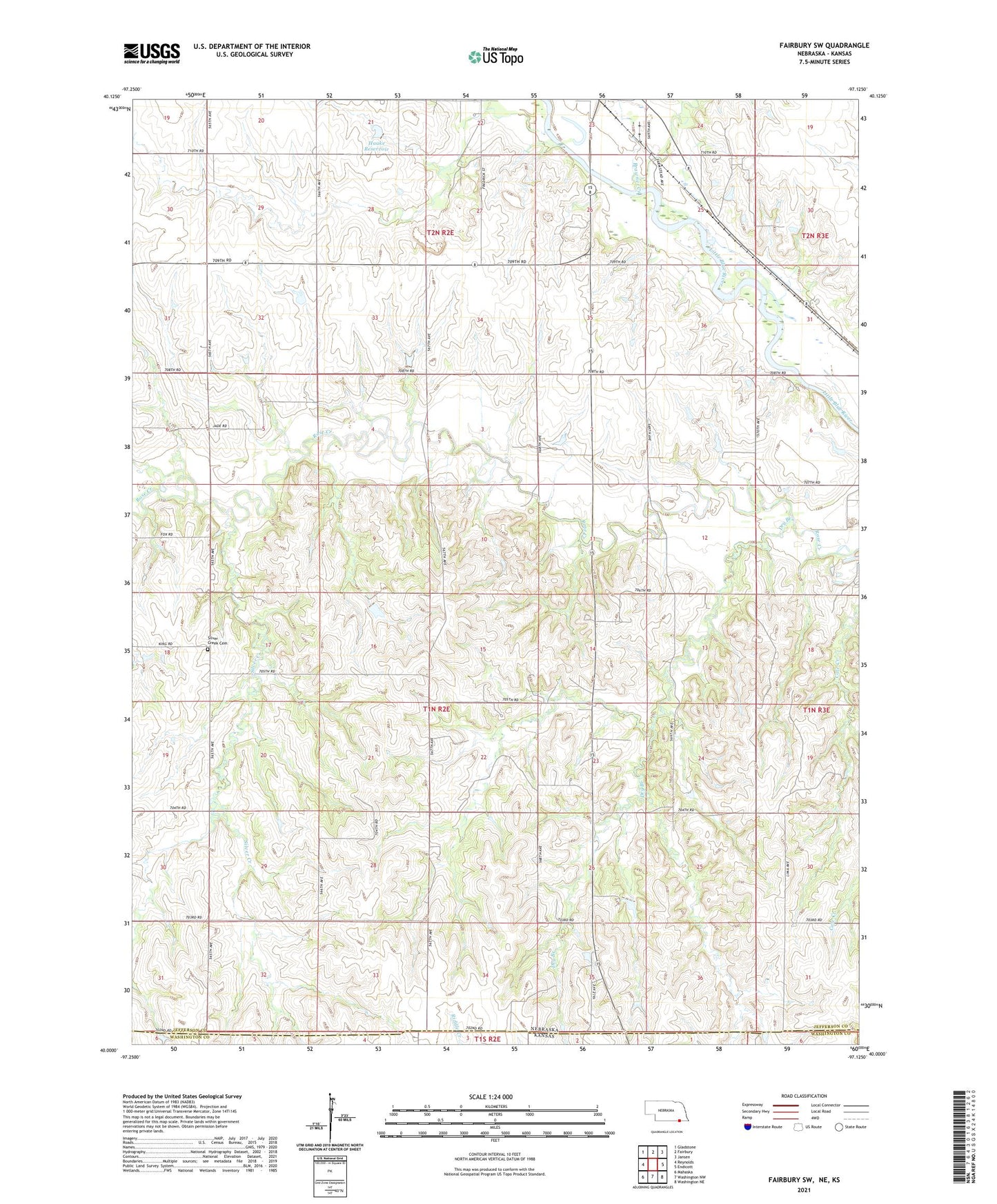 Fairbury SW Nebraska US Topo Map Image