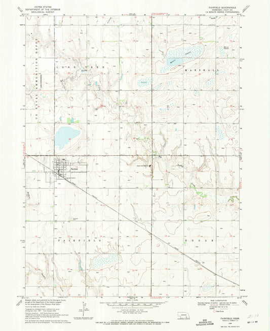 Classic USGS Fairfield Nebraska 7.5'x7.5' Topo Map Image