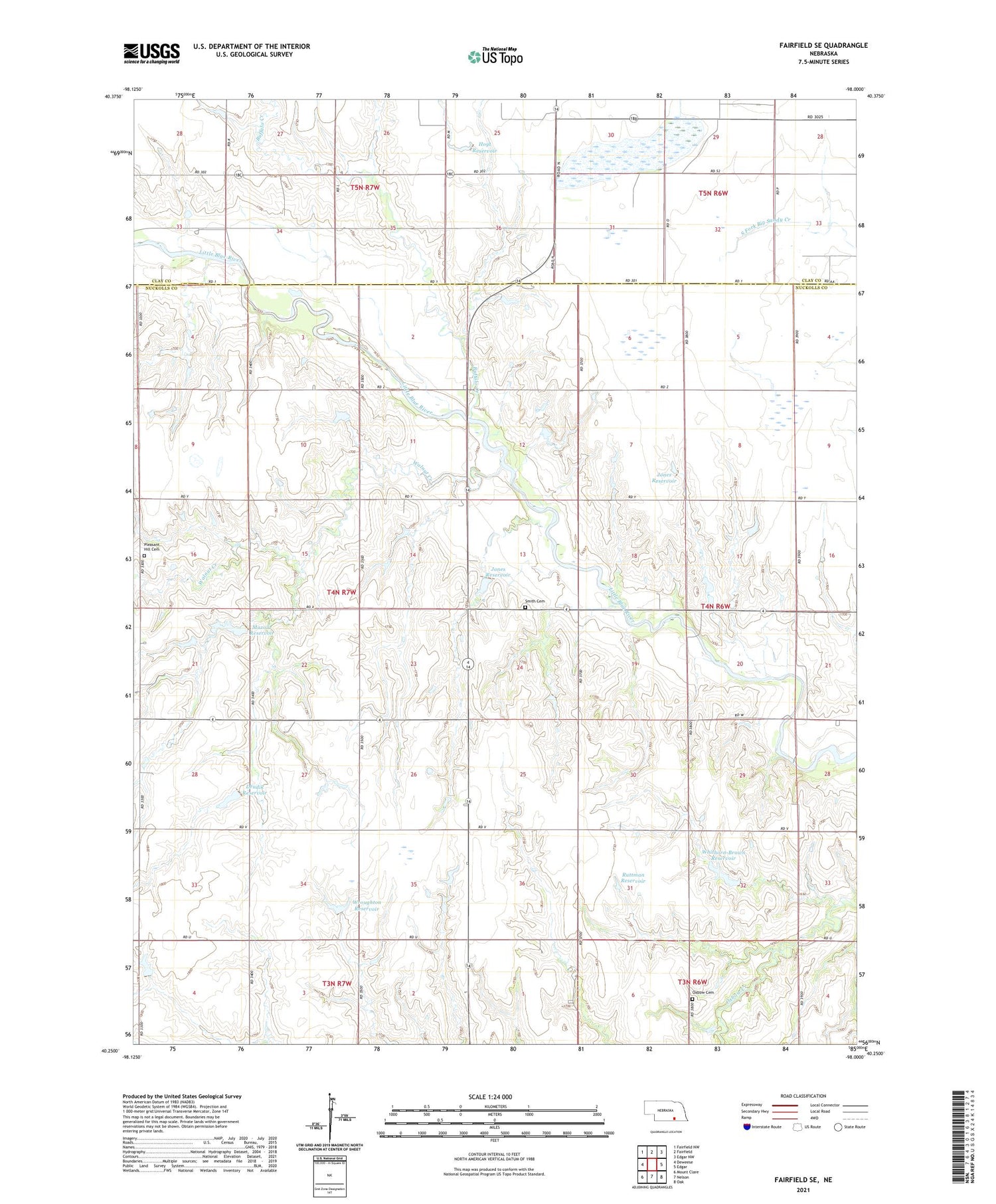 Fairfield SE Nebraska US Topo Map Image