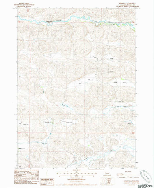 Classic USGS Farm Flat Nebraska 7.5'x7.5' Topo Map Image
