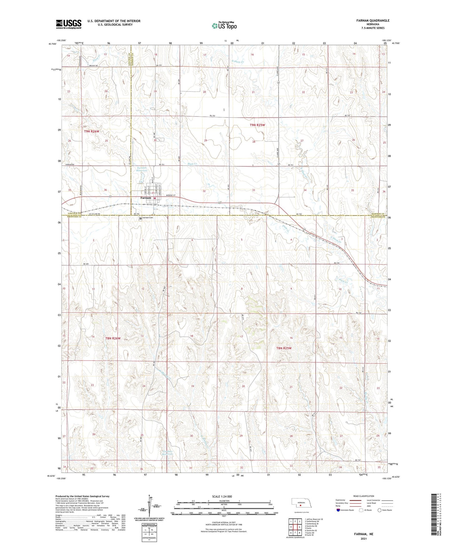 Farnam Nebraska US Topo Map Image