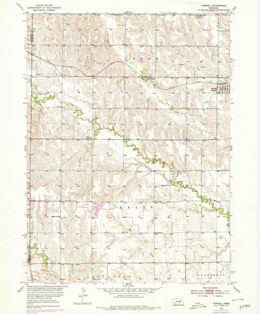 Classic USGS Farwell Nebraska 7.5'x7.5' Topo Map Image
