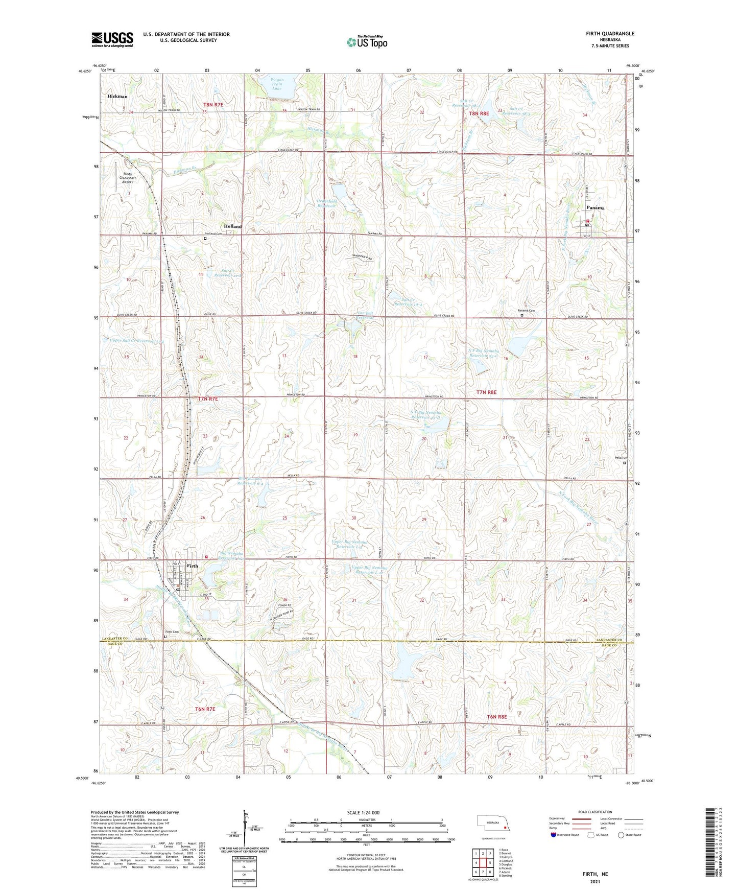 Firth Nebraska US Topo Map Image