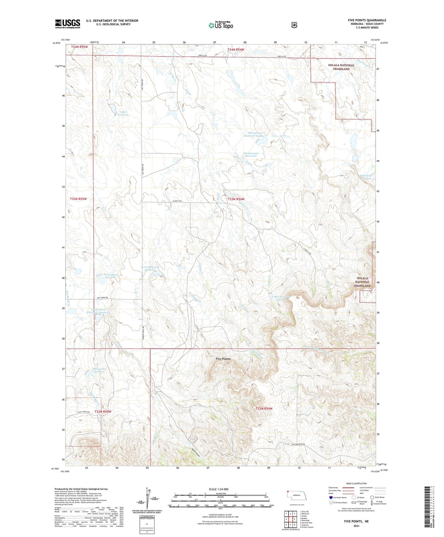 Five Points Nebraska US Topo Map Image