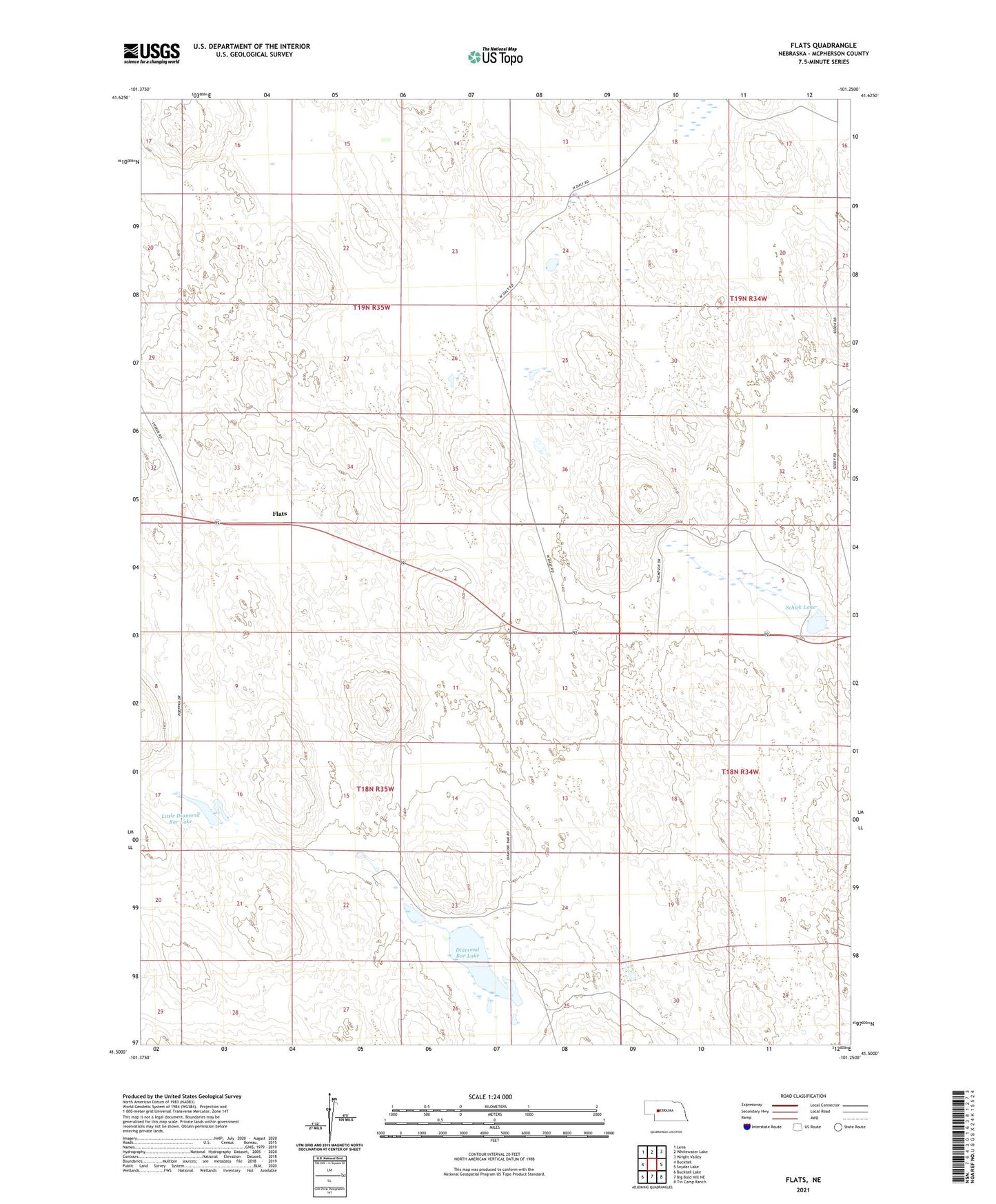 Flats Nebraska US Topo Map Image