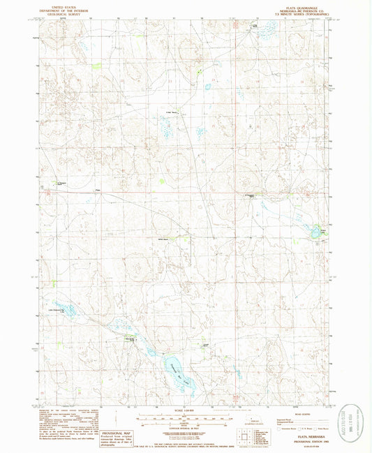 Classic USGS Flats Nebraska 7.5'x7.5' Topo Map Image