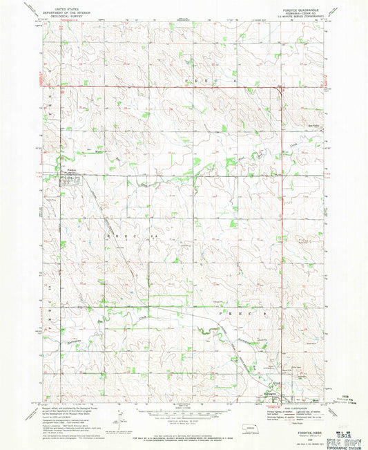 Classic USGS Fordyce Nebraska 7.5'x7.5' Topo Map Image