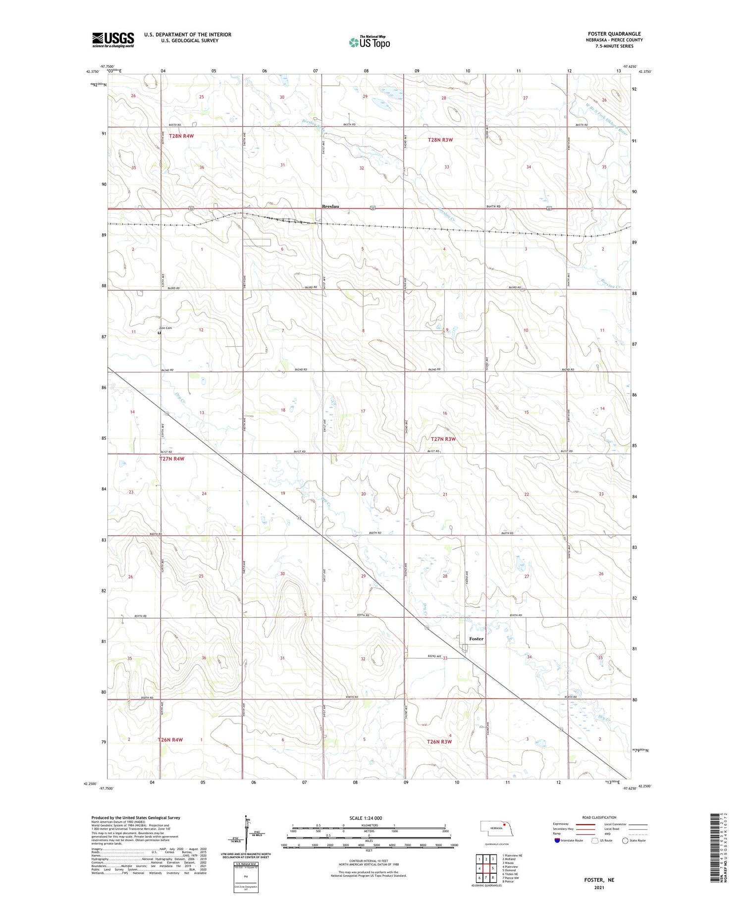 Foster Nebraska US Topo Map Image