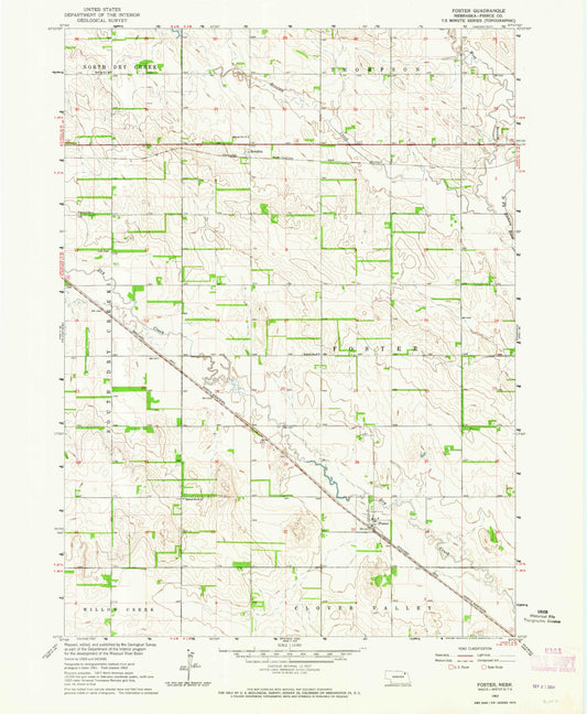 Classic USGS Foster Nebraska 7.5'x7.5' Topo Map Image