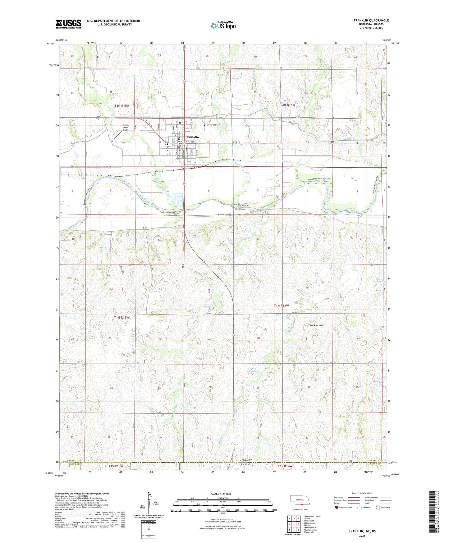 Franklin Nebraska US Topo Map Image