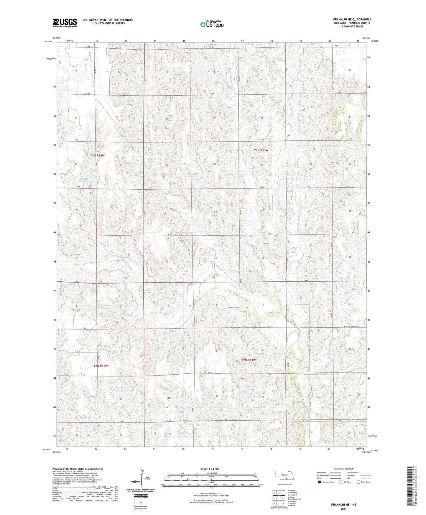 Franklin NE Nebraska US Topo Map Image