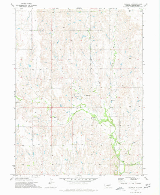 Classic USGS Franklin NE Nebraska 7.5'x7.5' Topo Map Image