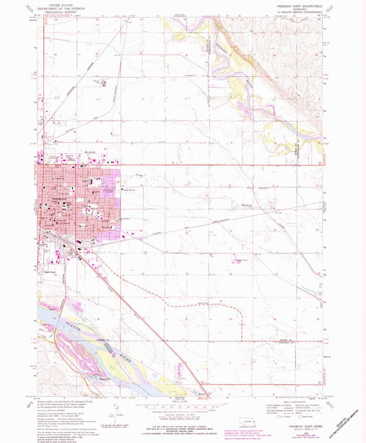 Classic USGS Fremont East Nebraska 7.5'x7.5' Topo Map Image