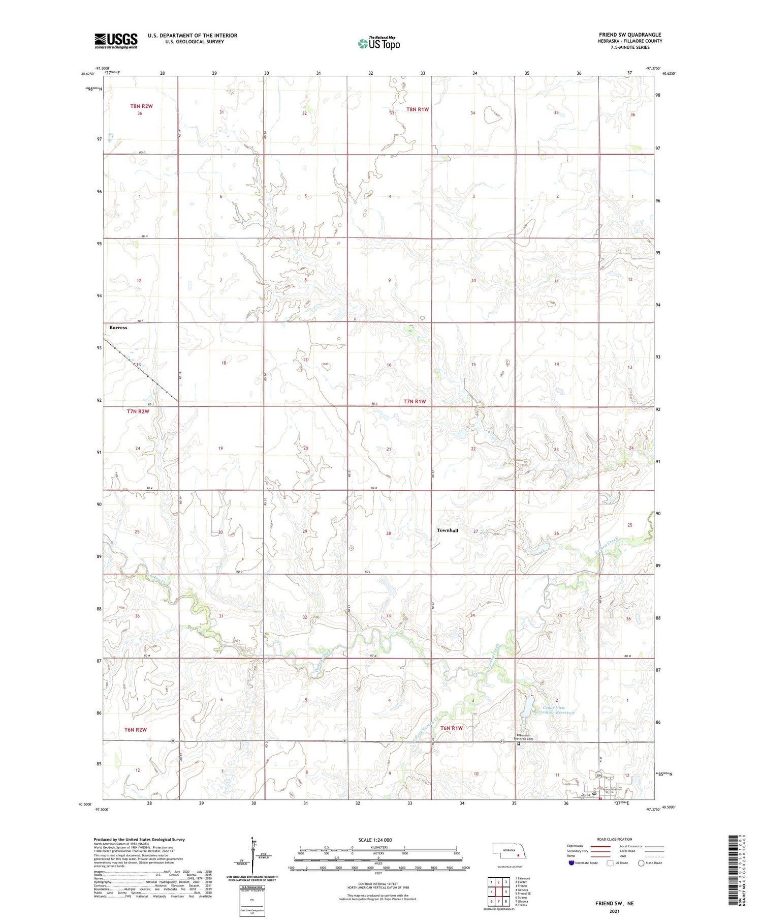 Friend SW Nebraska US Topo Map Image