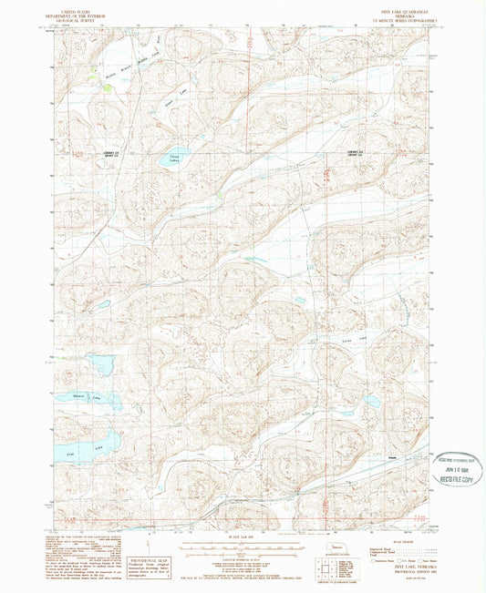 Classic USGS Frye Lake Nebraska 7.5'x7.5' Topo Map Image