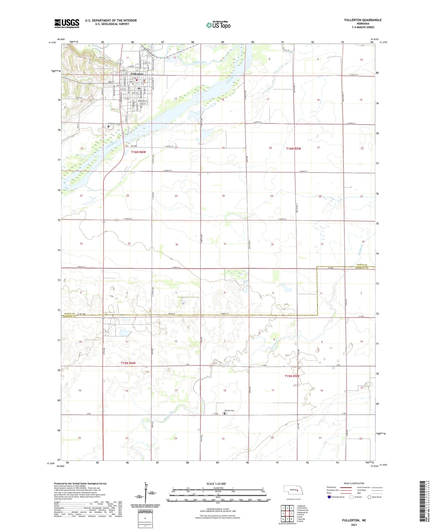 Fullerton Nebraska US Topo Map Image