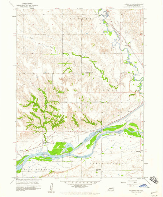 Classic USGS Fullerton NE Nebraska 7.5'x7.5' Topo Map Image