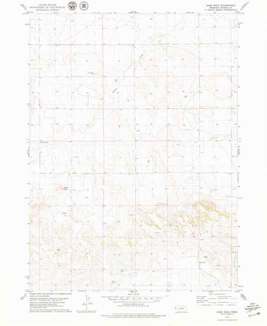 Classic USGS Gabe Rock Nebraska 7.5'x7.5' Topo Map Image