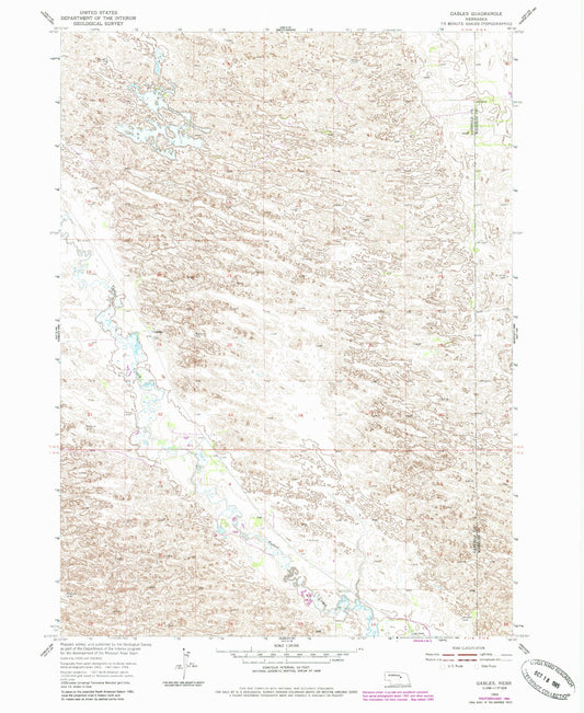 Classic USGS Gables Nebraska 7.5'x7.5' Topo Map Image