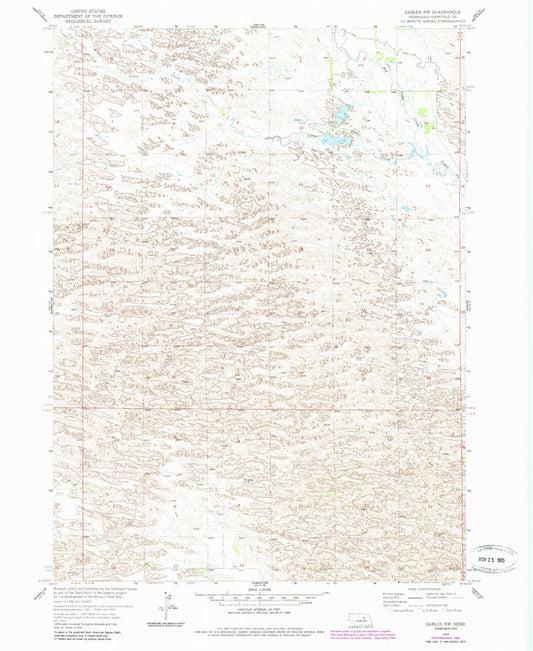 Classic USGS Gables NW Nebraska 7.5'x7.5' Topo Map Image