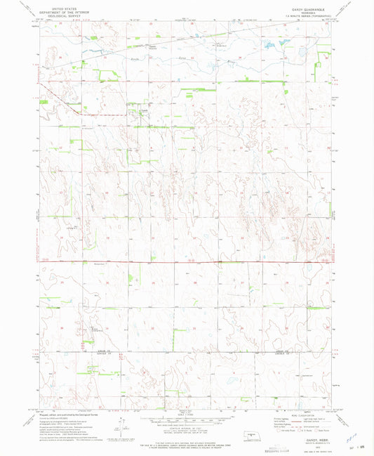 Classic USGS Gandy Nebraska 7.5'x7.5' Topo Map Image