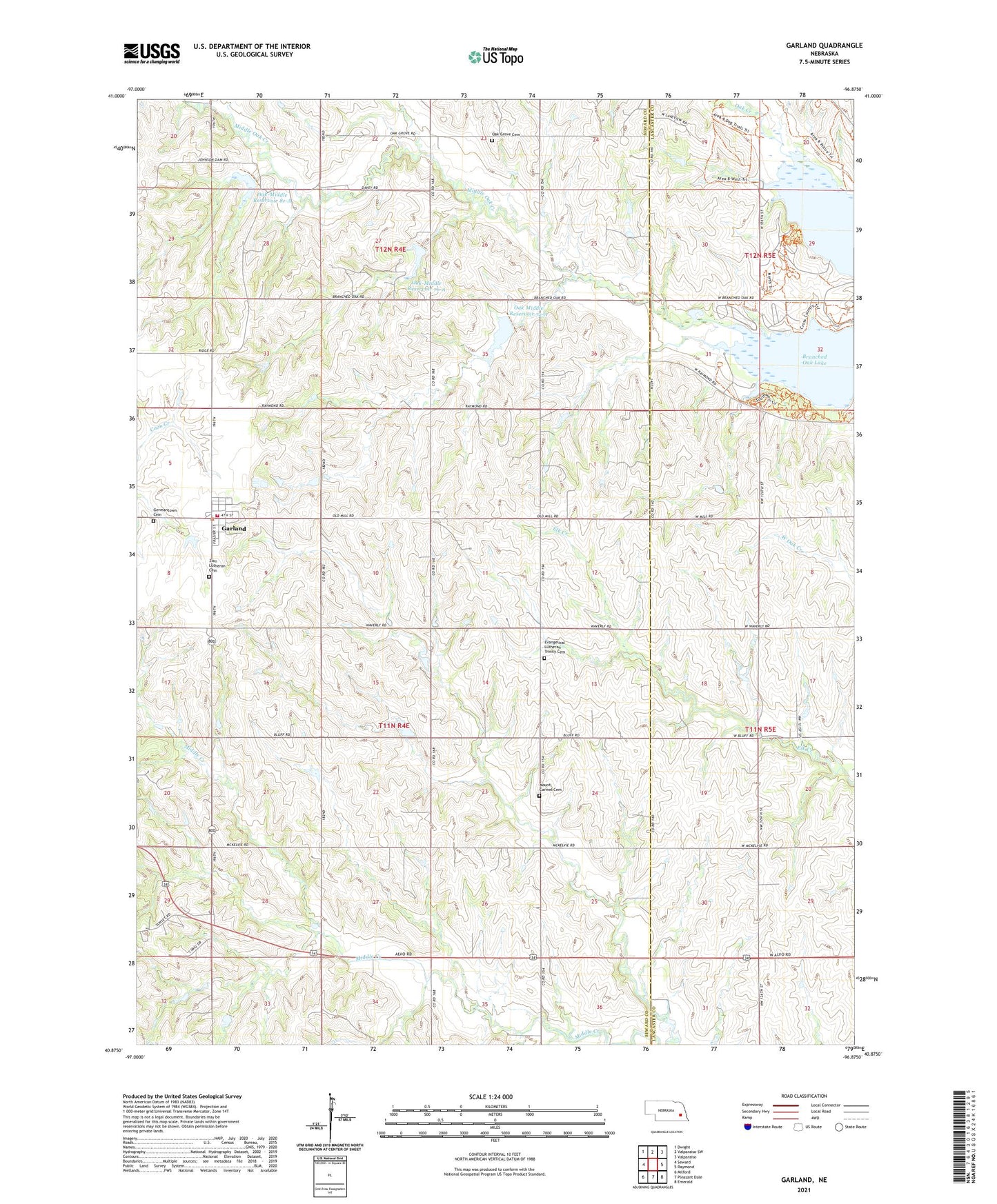 Garland Nebraska US Topo Map Image