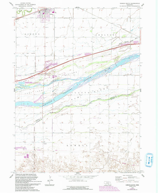 Classic USGS Gibbon South Nebraska 7.5'x7.5' Topo Map Image