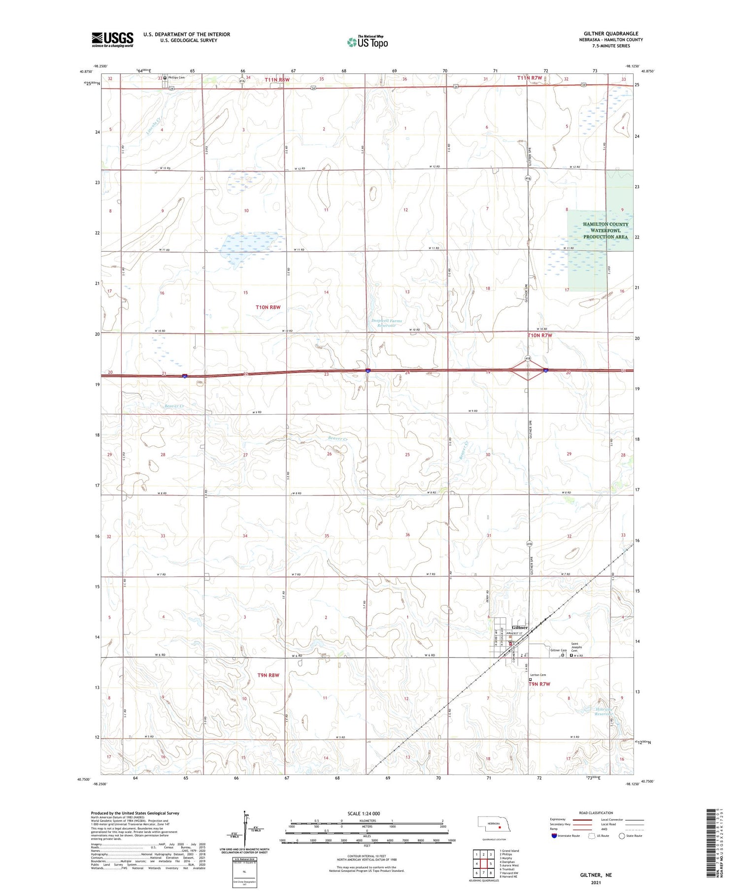 Giltner Nebraska US Topo Map Image