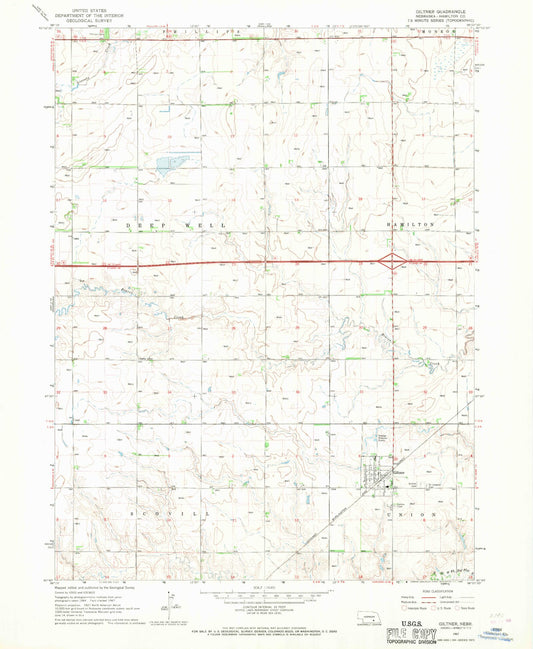Classic USGS Giltner Nebraska 7.5'x7.5' Topo Map Image