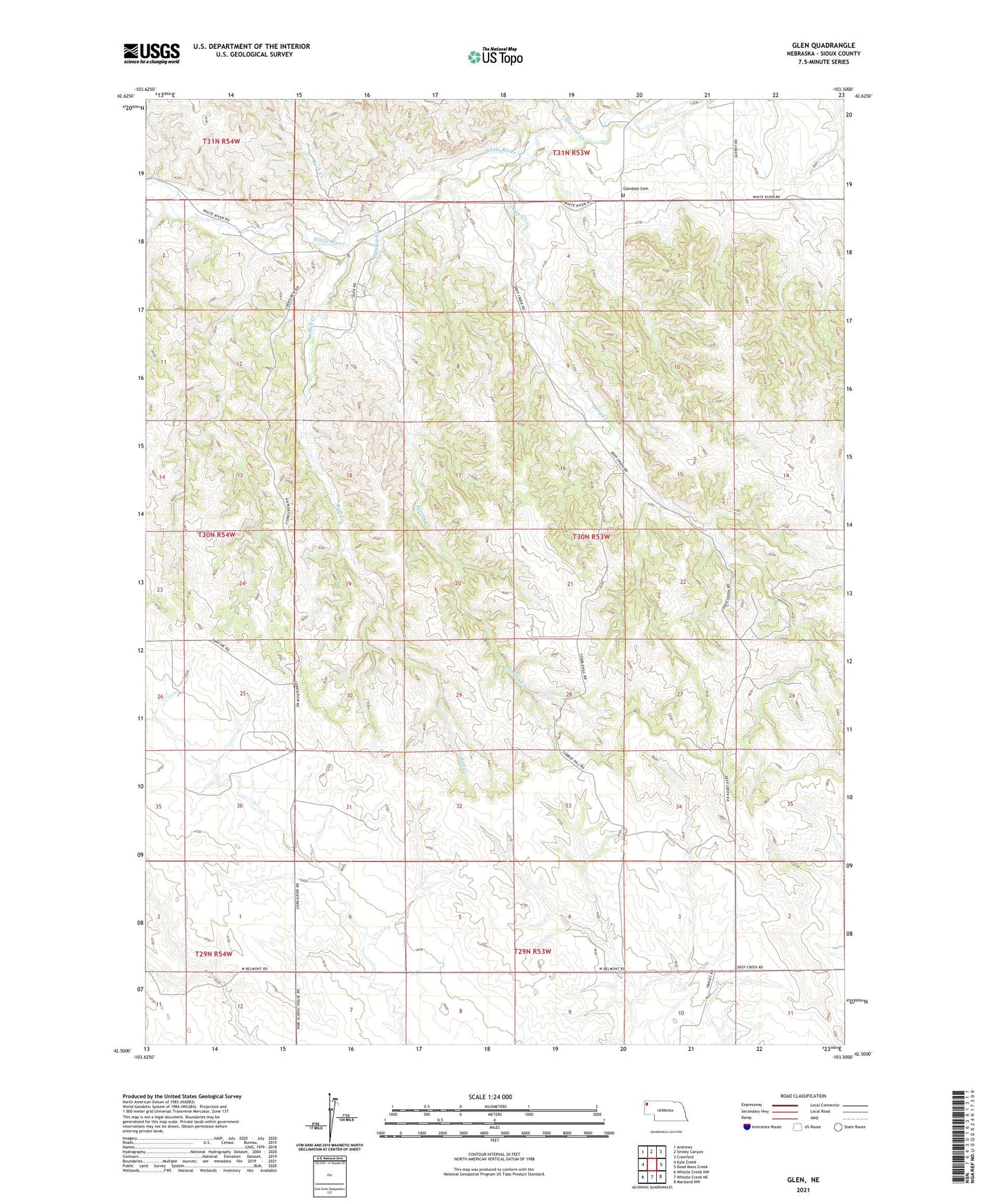 Glen Nebraska US Topo Map Image