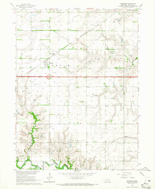 Classic USGS Goehner Nebraska 7.5'x7.5' Topo Map Image