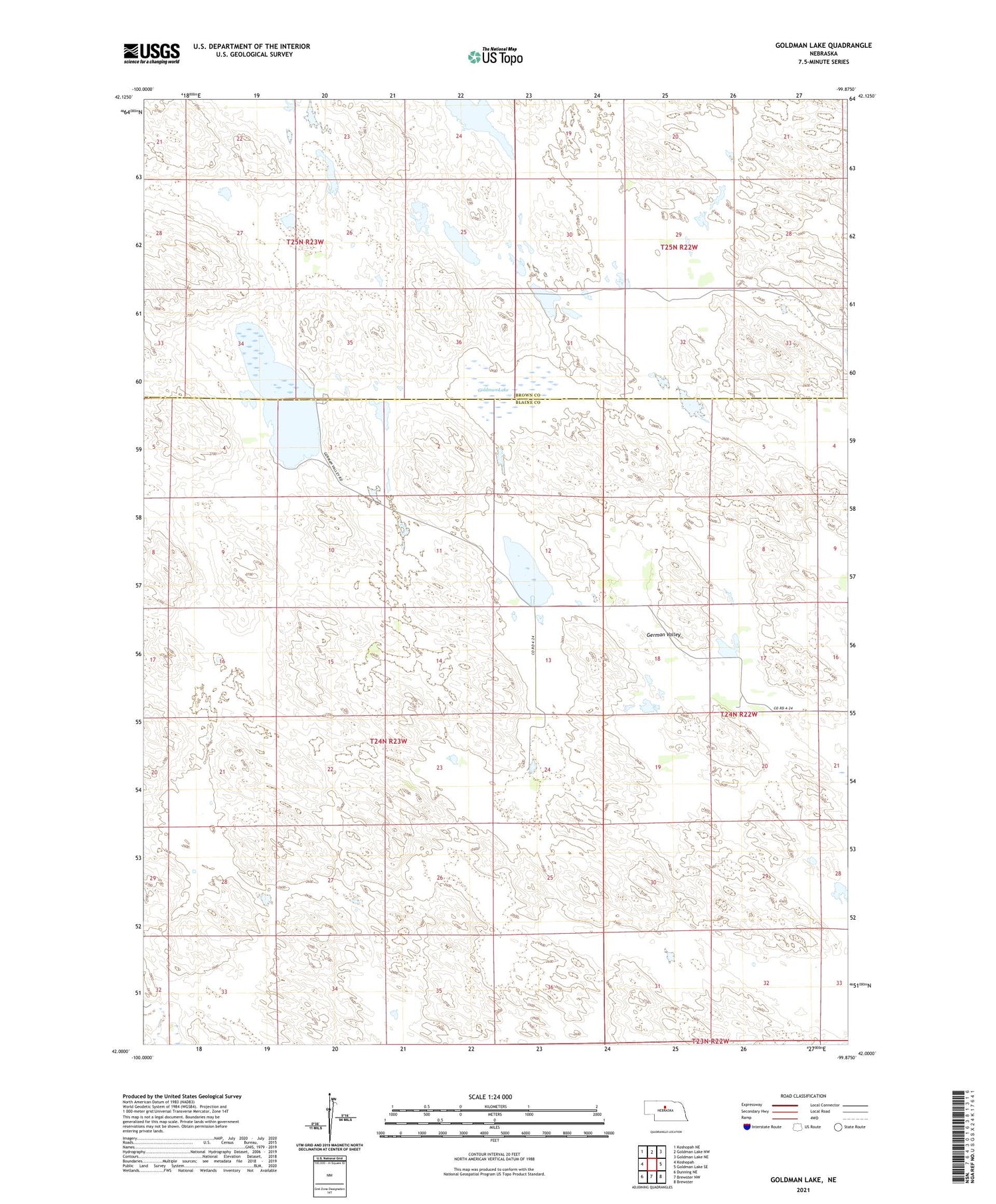 Goldman Lake Nebraska US Topo Map Image