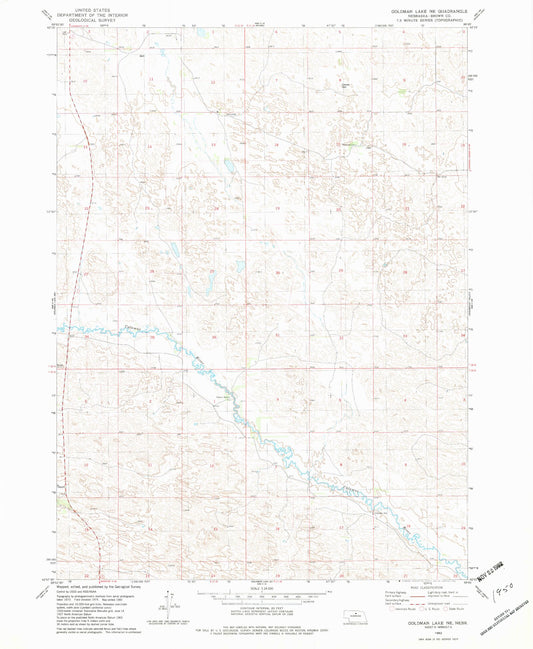 Classic USGS Goldman Lake NE Nebraska 7.5'x7.5' Topo Map Image