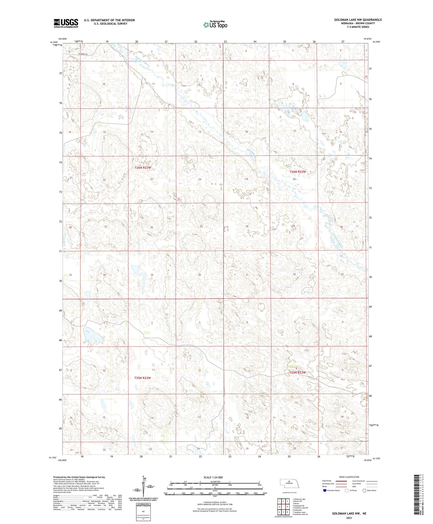 Goldman Lake NW Nebraska US Topo Map Image