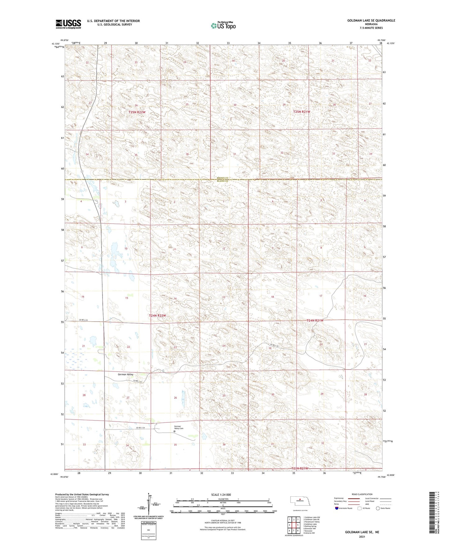 Goldman Lake SE Nebraska US Topo Map Image