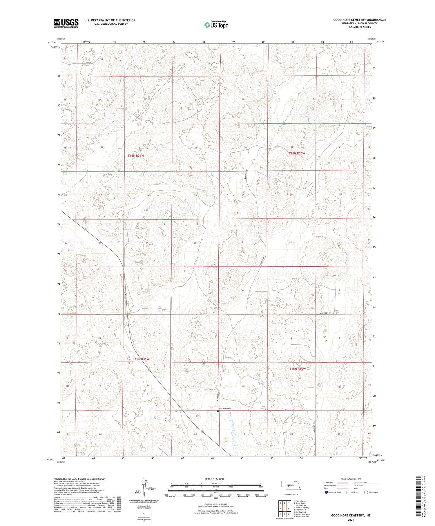 Good Hope Cemetery Nebraska US Topo Map Image