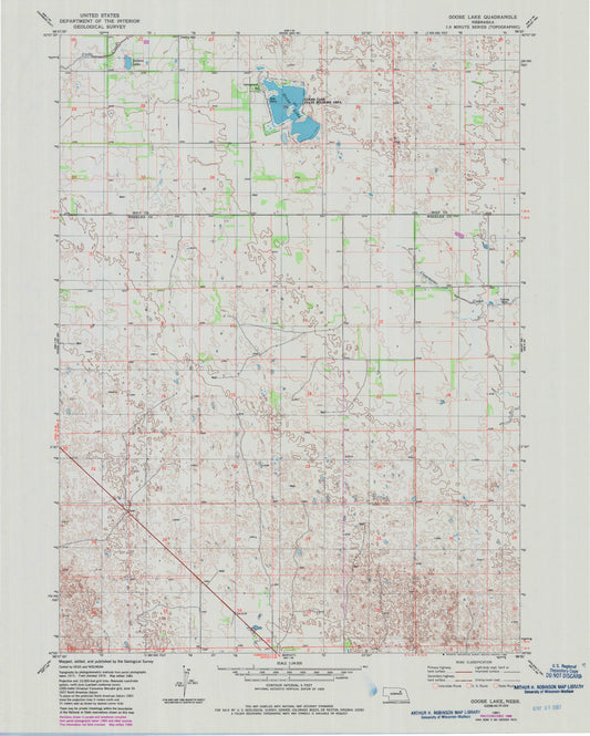 Classic USGS Goose Lake Nebraska 7.5'x7.5' Topo Map Image