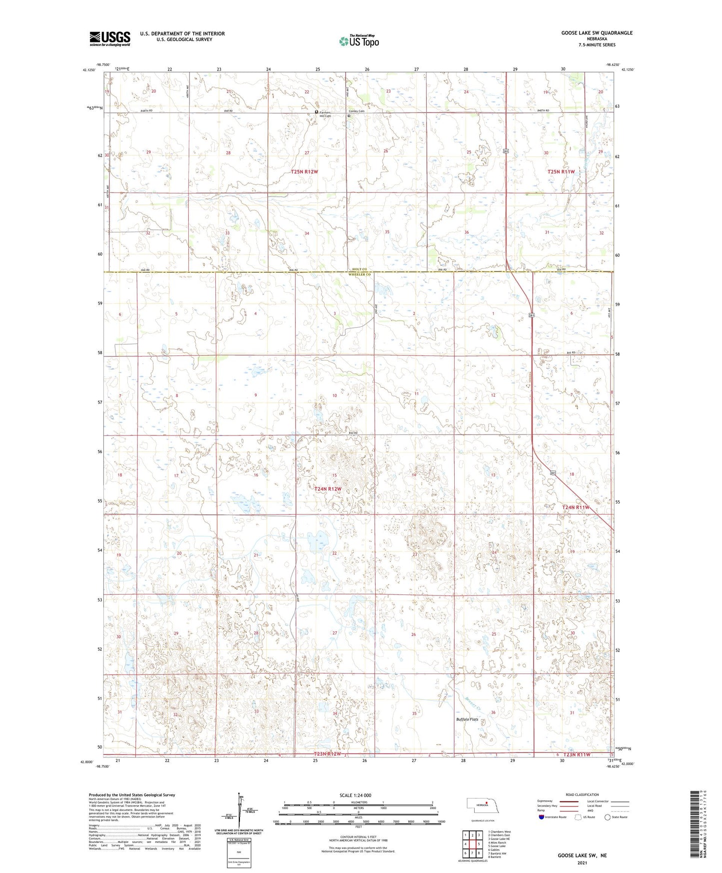 Goose Lake SW Nebraska US Topo Map Image