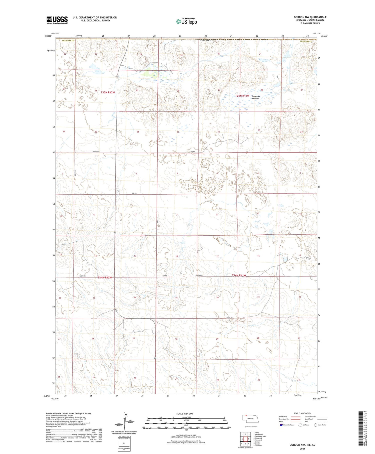 Gordon NW Nebraska US Topo Map Image