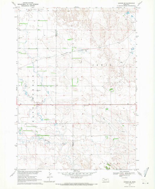 Classic USGS Gordon SE Nebraska 7.5'x7.5' Topo Map Image