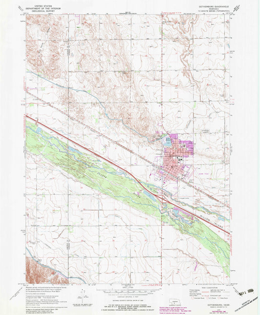 Classic USGS Gothenburg Nebraska 7.5'x7.5' Topo Map Image