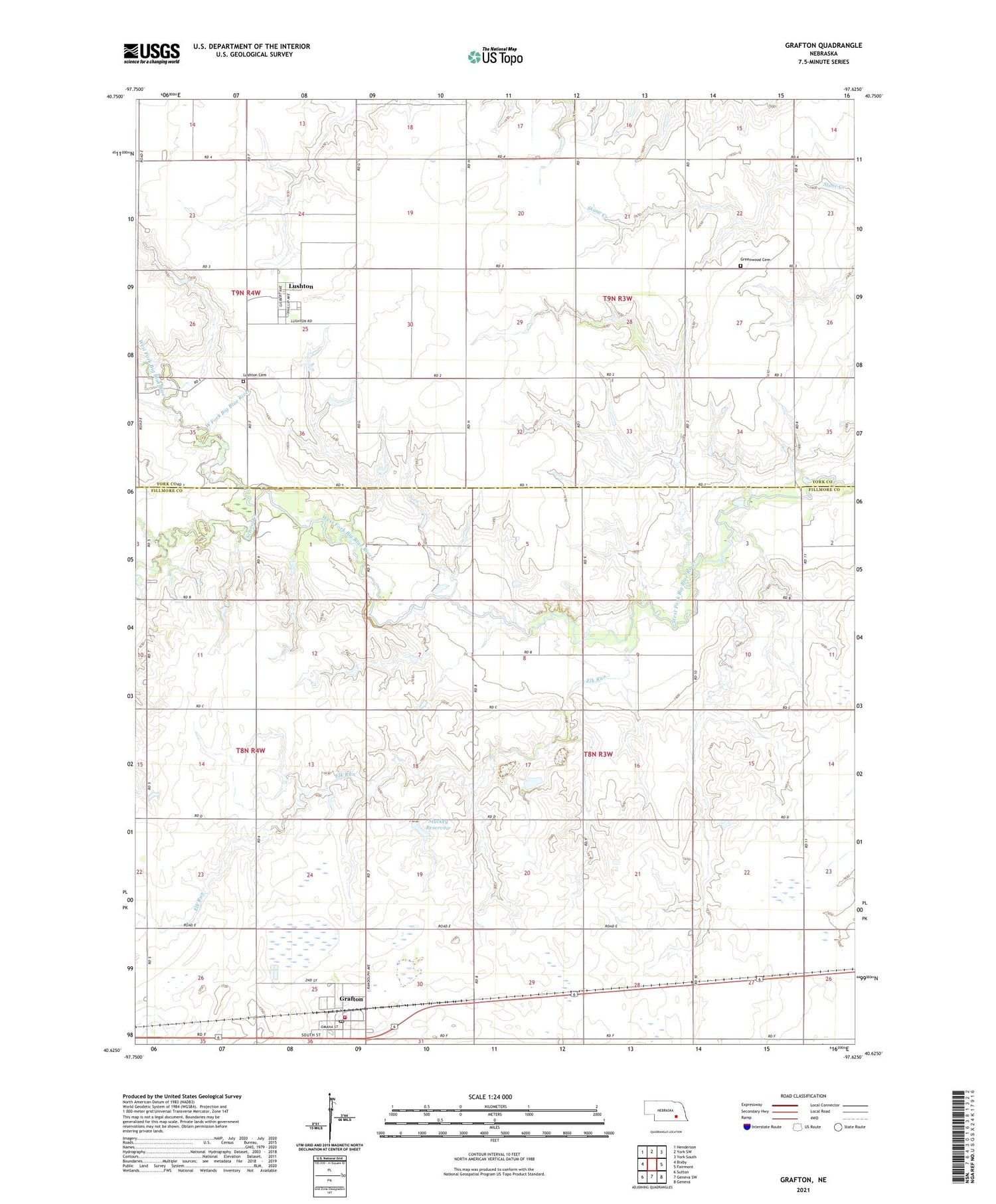 Grafton Nebraska US Topo Map Image